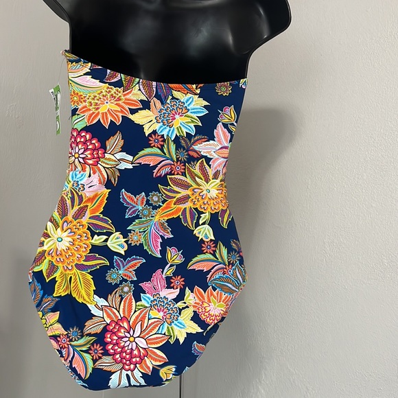 NWT Blue Rod Beattie Bandeau Navy Multi One Piece Swimsuit - Picture 3 of 9